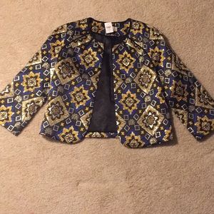 Black, blue and gold Jacquard jacket